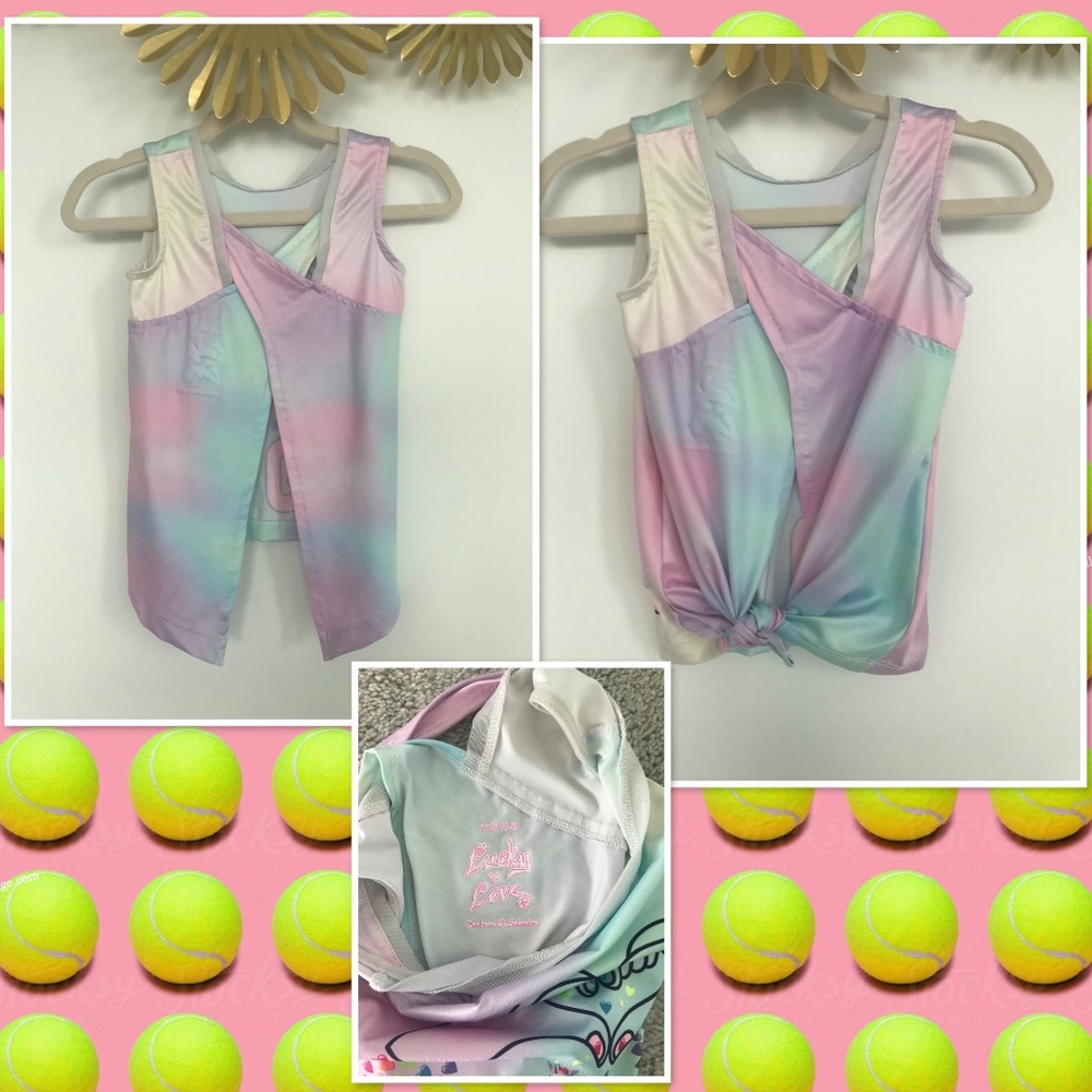 Lucky In Love Girls Emoji Tie‎ Back Tank XXS - Picture 2 of 2